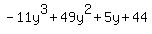 -11y%5E3%2B49y%5E2%2B5y%2B44