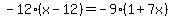 -12%28x-12%29=-9%281%2B7x%29