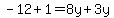 -12%2B1=8y%2B3y