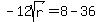 -12sqrt%28r%29=8-36
