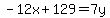 -12x%2B129=7y