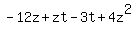 -12z%2Bzt-3t%2B4z%5E2+