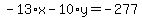 -13%2Ax-10%2Ay=-277