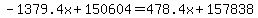 -1379.4x+%2B+150604=478.4x+%2B+157838
