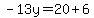 -13y=20%2B6