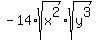 -14%2Asqrt%28x%5E2%29sqrt%28y%5E3%29%29