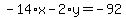 -14%2Ax-2%2Ay=-92