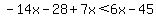 -14x-28%2B7x%3C6x-45