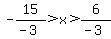 -15%2F%28-3%29%3Ex%3E6%2F%28-3%29