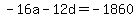 -16a+-+12d+=+-1860