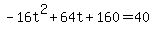 -16t%5E2+%2B+64t+%2B+160=40