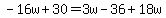 -16w%2B30=3w-36%2B18w