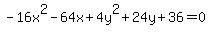 -16x%5E2-64x%2B4y%5E2%2B24y%2B36=0