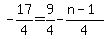 -17%2F4=9%2F4-%28n-1%29%2F4%29