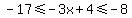 -17%3C=+-3x%2B4%3C=-8