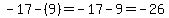 -17-%28%2B9%29=-17-9=-26