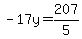 -17y=207%2F5