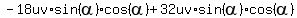 -18uv%2Asin%28alpha%29cos%28alpha%29+%2B32uv%2Asin%28alpha%29cos%28alpha%29