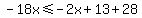 -18x%3C=-2x%2B13%2B28