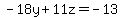 -18y%2B11z=-13