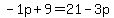 -1p%2B9=21-3p