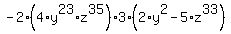 -2%2A%284%2Ay%5E23%2Az%5E35%29%2A3%2A%282%2Ay%5E2-5%2Az%5E33%29