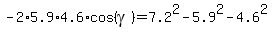 -2%2A5.9%2A4.6%2Acos%28gamma%29=7.2%5E2-5.9%5E2-4.6%5E2