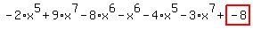 -2%2Ax%5E5%2B9%2Ax%5E7-8%2Ax%5E6-x%5E6-4%2Ax%5E5-3%2Ax%5E7%2Bhighlight_red%28+-8+%29