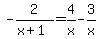 -2%2F%28x%2B1%29=4%2Fx+-+3%2Fx