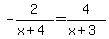 -2%2F%28x%2B4%29+=+4%2F%28x%2B3%29