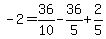 -2=36%2F10-36%2F5%2B2%2F5