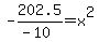 -202.5%2F%28-10%29+=+x%5E2