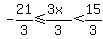 -21%2F3%3C=++%283x%29%2F3+%3C15%2F3