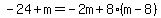 -24%2Bm=-2m%2B8%28m-8%29