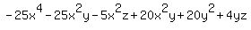 -25x%5E4-25x%5E2y-5x%5E2z%2B20x%5E2y%2B20y%5E2%2B4yz