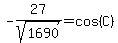 -27%2Fsqrt%281690%29+=+cos%28C%29