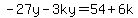 -27y-3ky=54%2B6k