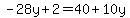 -28y%2B2=40%2B10y