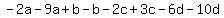 -2a-9a%2Bb-b-2c%2B3c-6d-10d