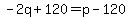 -2q%2B120+=+p-120