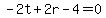 -2t%2B2r-4=0