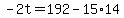 -2t=192-15%2A14