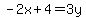 -2x%2B4=3y