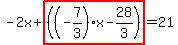-2x%2Bhighlight%28%28%28-7%2F3%29x-28%2F3%29%29=21