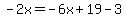 -2x=-6x%2B19-3