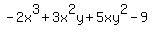 -2x%5E3%2B3x%5E2y%2B5xy%5E2-9