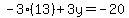 -3%2813%29%2B3y=-20