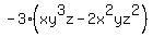 -3%28xy%5E3z-2x%5E2yz%5E2%29