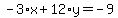 -3%2Ax%2B12%2Ay=-9