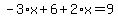 -3%2Ax%2B6%2B2%2Ax=9